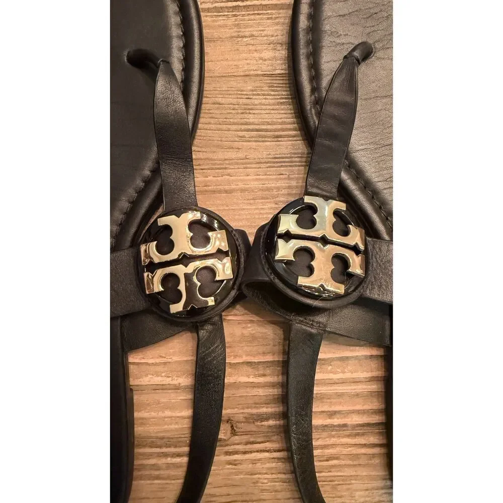 Tory Burch Bryce Flat Thong Sandals | Size 10.5 in Black